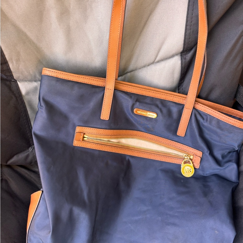 Michael Kors Navy and Tan Tote Bag
